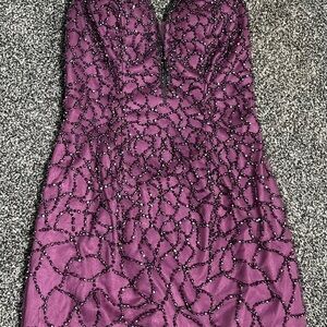 Alyce Paris Purple Beaded Dress